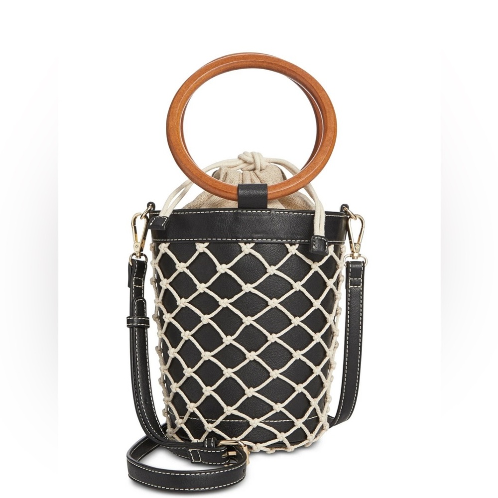 INC International Concepts Unique Fisherman Bucket Bag Handbag Black